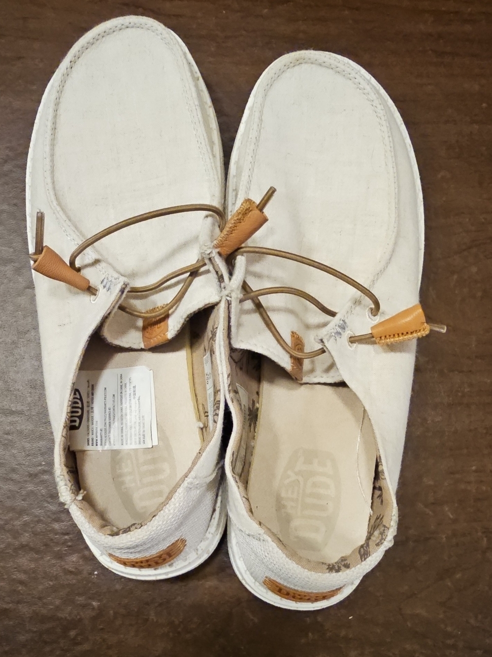Hey Dude Women's Wendy Washed Canvas Cream with Tan Accents